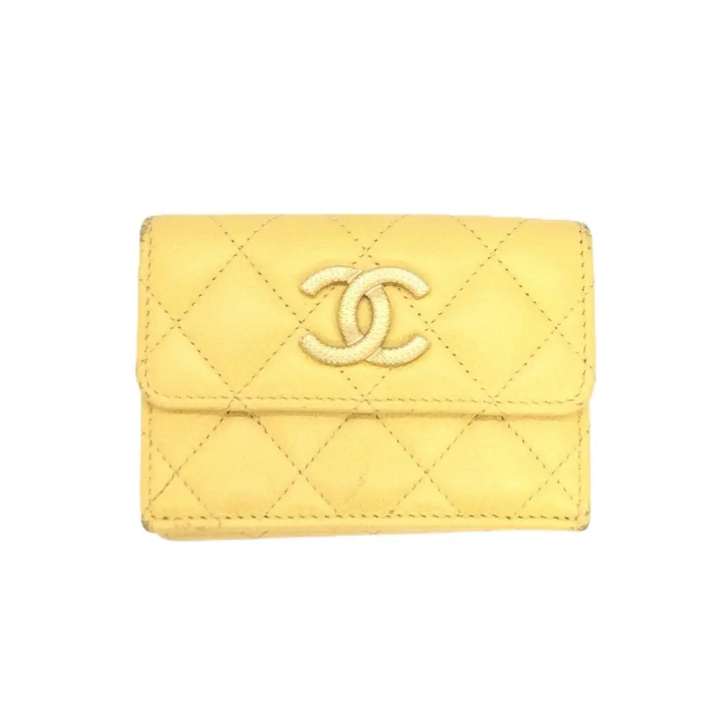 샤넬 코코 마크 캐비어 스킨 트라이폴드 월렛 옐로우 - 중고명품 수선, 쇼핑, 판매 | 당신이 원하던 럭셔리를 지구 최저가로